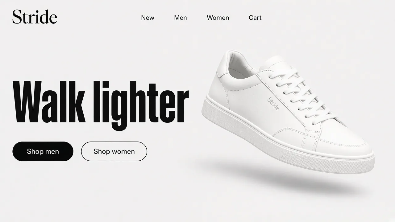 The home page of Stride, a sneakers store made with Photon Stores